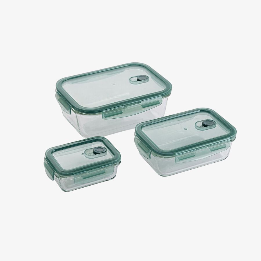 Set de 3 tapers de vidrio herméticos rectangulares 180/80/33cl