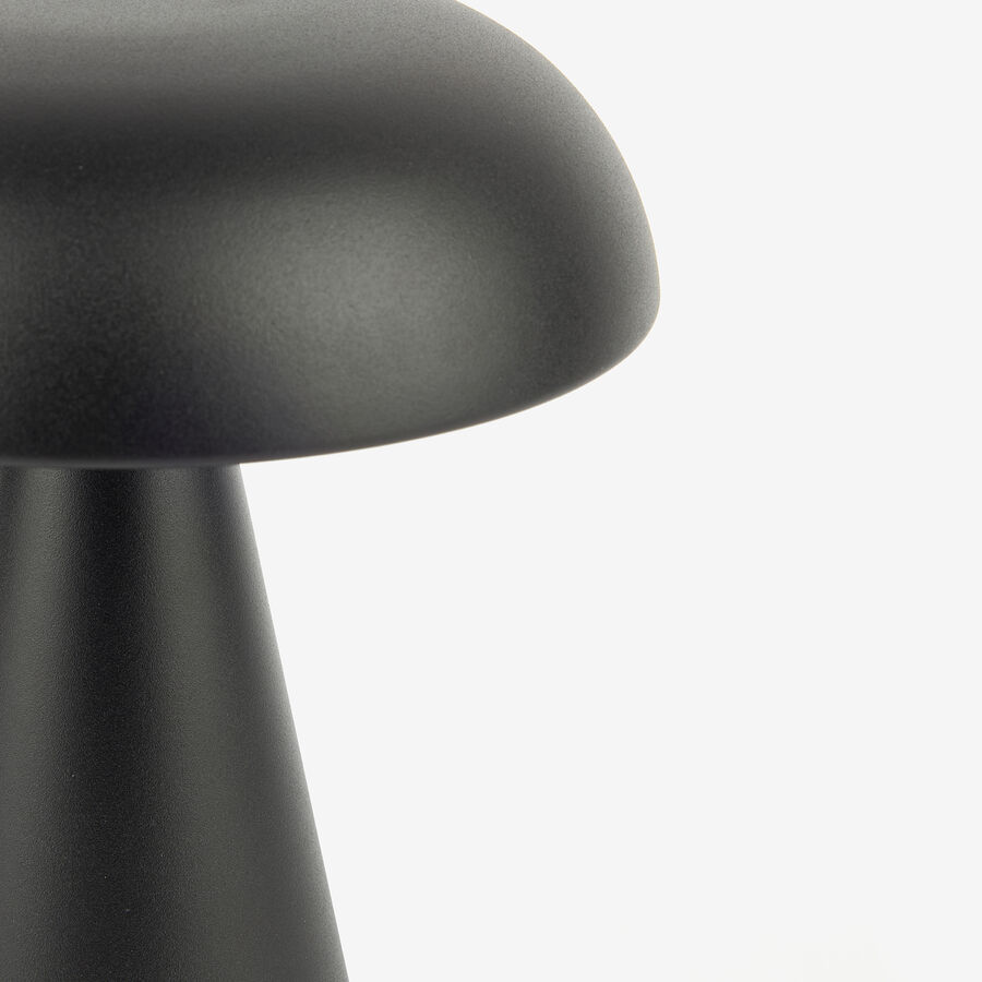 Lámpara de mesa inalámbrica LED recargable negra Seta Ø15x21cm