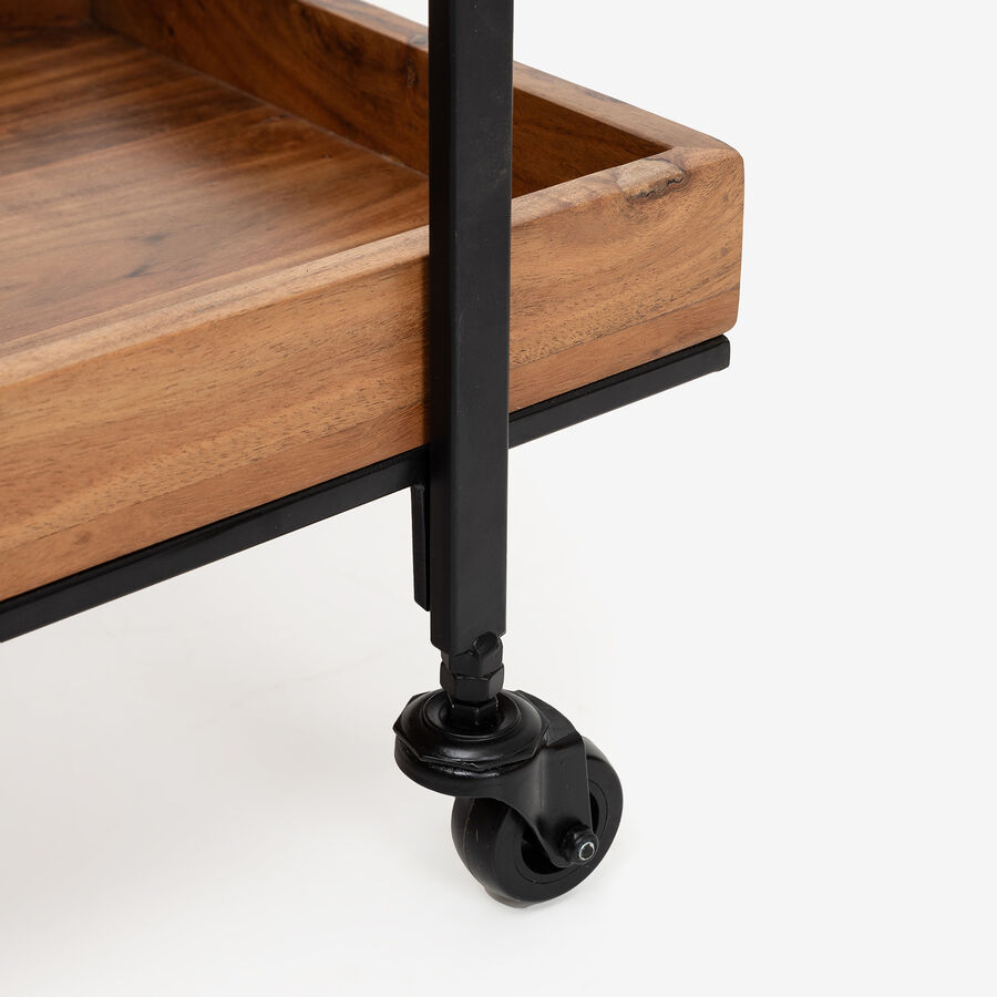 Camarera de madera de acacia y metal negro Jal 68x33x71cm