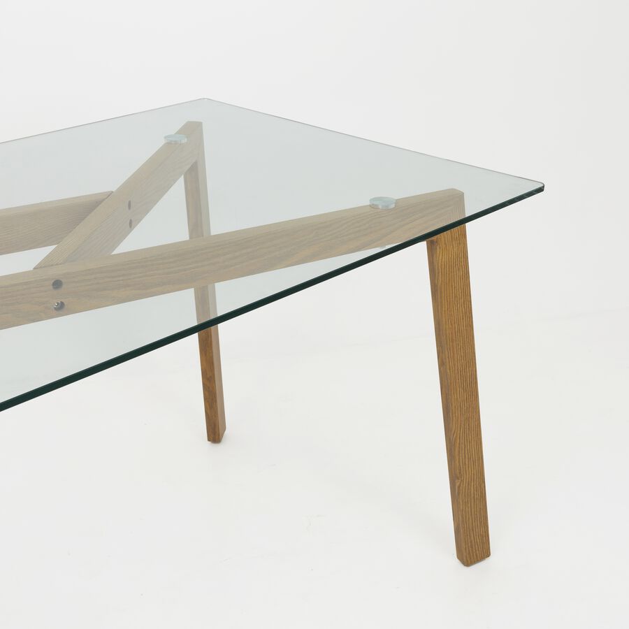 Mesa de comedor de cristal Wood Pattern 150x80x76cm