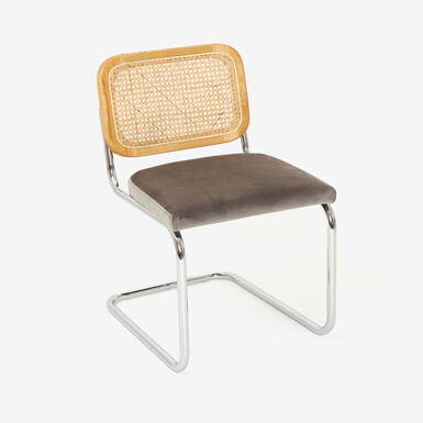 Silla de comedor de madera de olmo y ratán gris Leonor 47,5x63,5x82cm Clau&Chloe