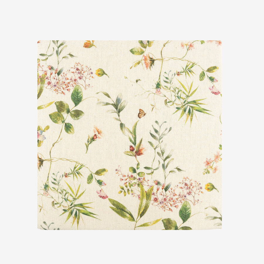 Mantel de algod&oacute;n reciclado con estampado de flores 135x200cm