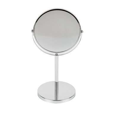 Espejo de ba&ntilde;o con pie de metal 3 aumentos 15x35cm