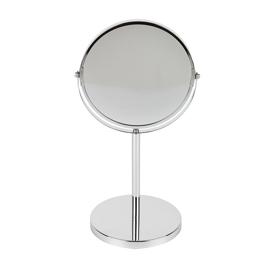 Espejo de ba&ntilde;o con pie de metal 3 aumentos 15x35cm