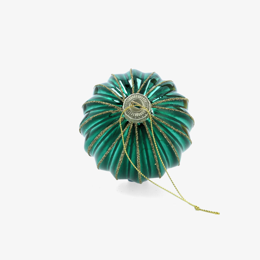 Bola de Navidad verde y dorada de cristal &Oslash;8cm