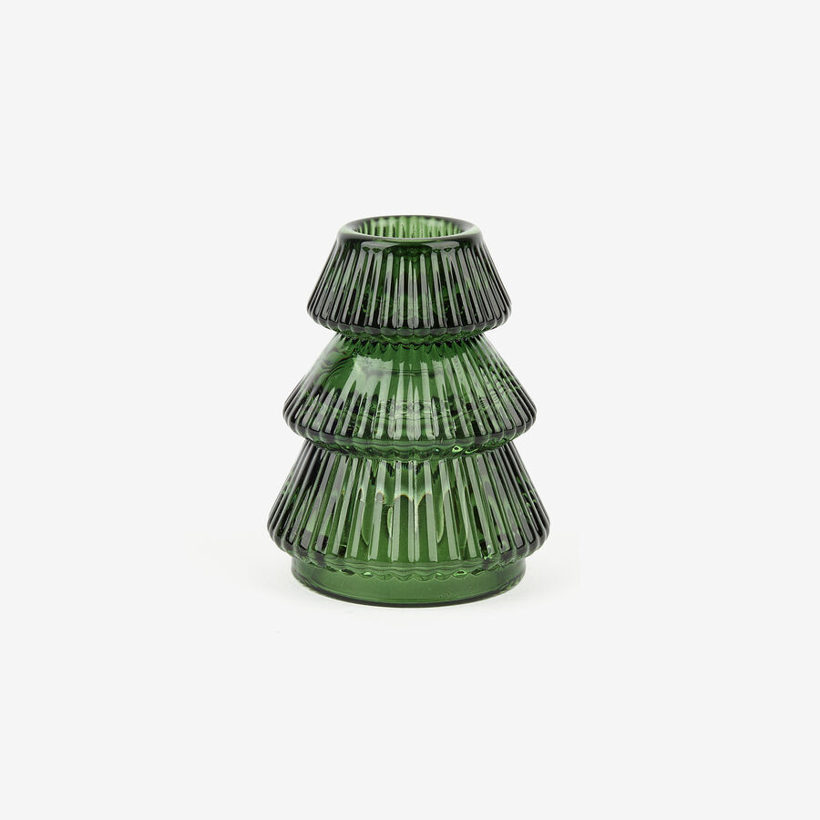 Candelabro de cristal verde Abeto Ø7x8cm