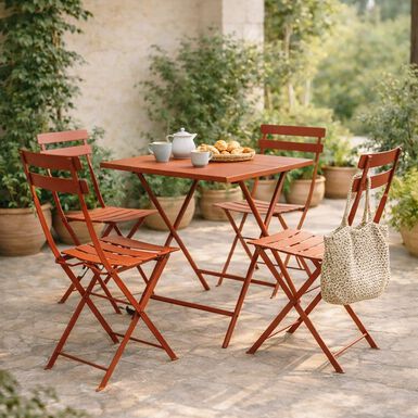 Mesa de jard&iacute;n plegable de acero &aacute;mbar Dixie 70x70x71cm