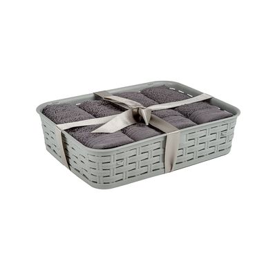 Cesta con 4 toallas grises de aseo 30x30cm