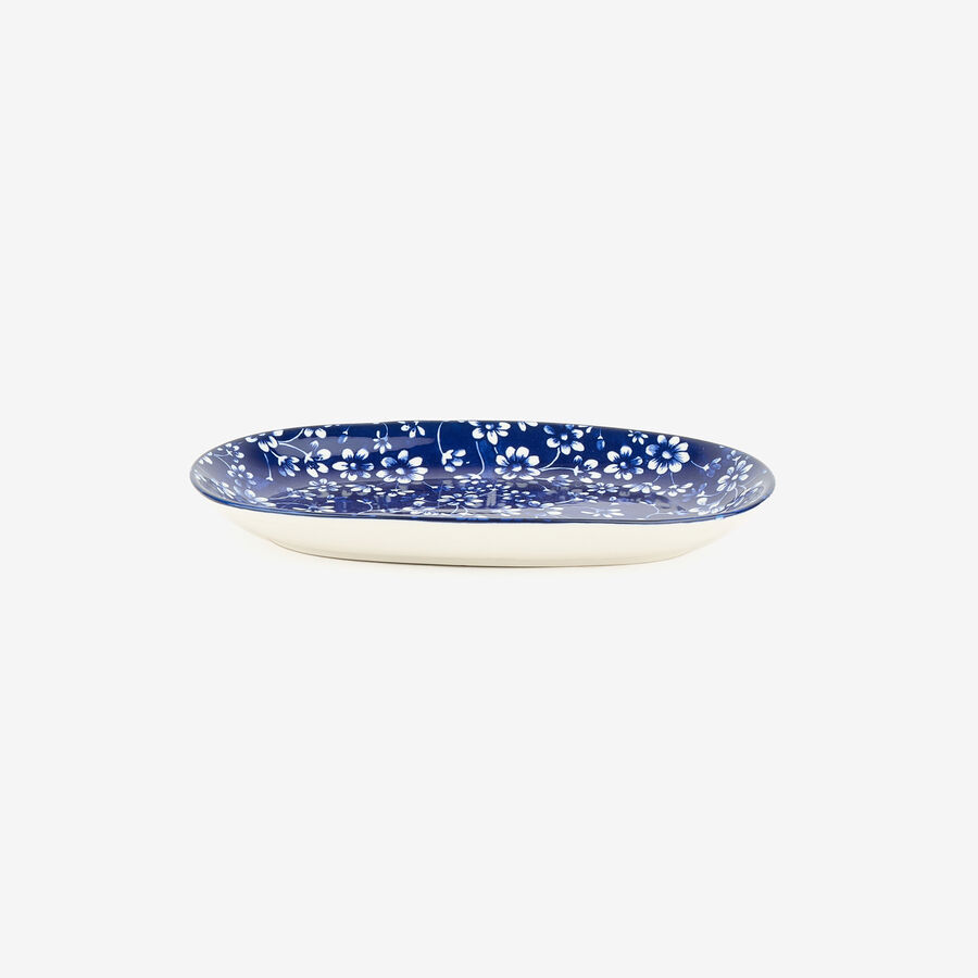 Bandeja ovalada de porcelana azul Nara 23cm