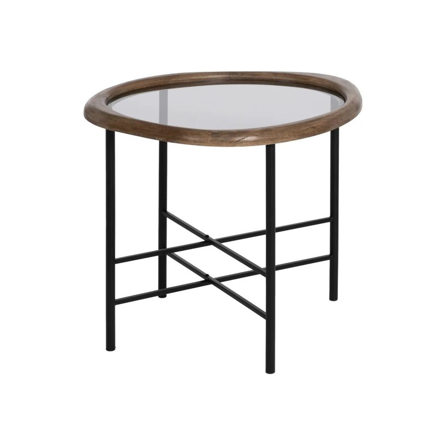 Mesa auxiliar de madera y metal 61x50x53cm
