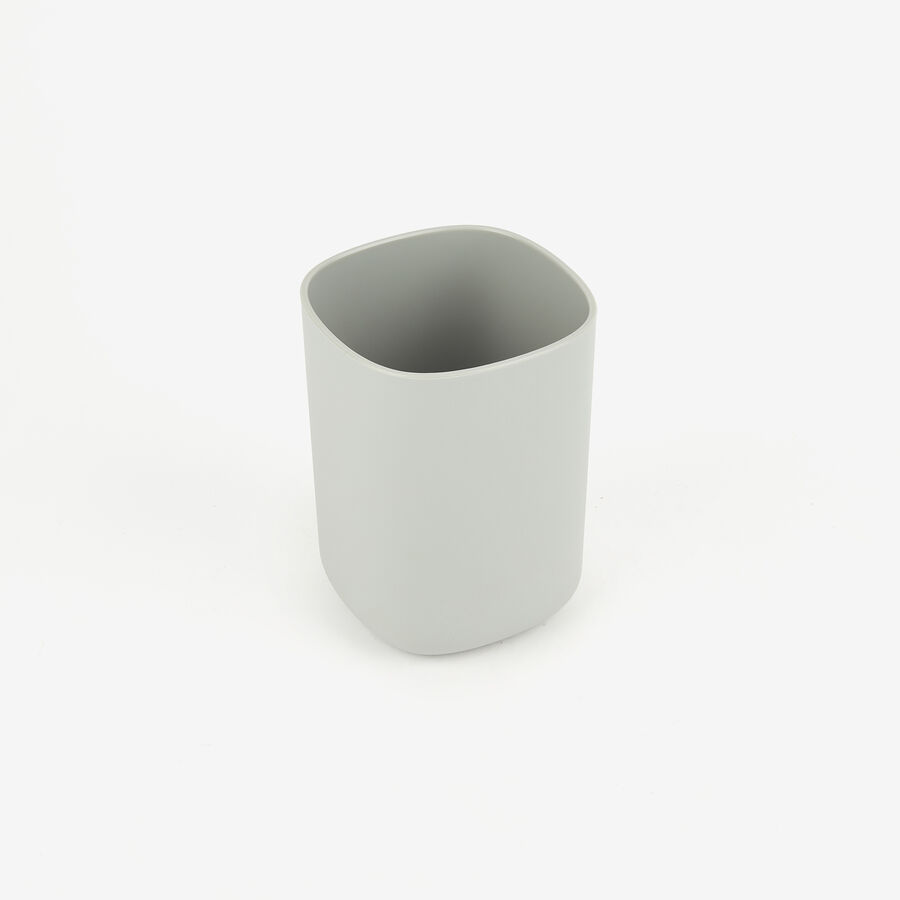 Vaso portacepillos de pl&aacute;stico gris 8x11cm
