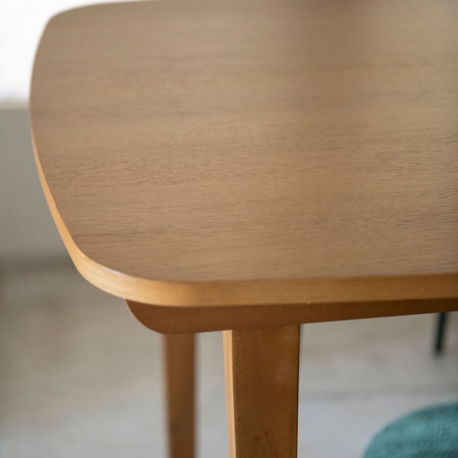 Mesa de comedor rectangular de madera chapada de roble Lyon 160x80x76cm