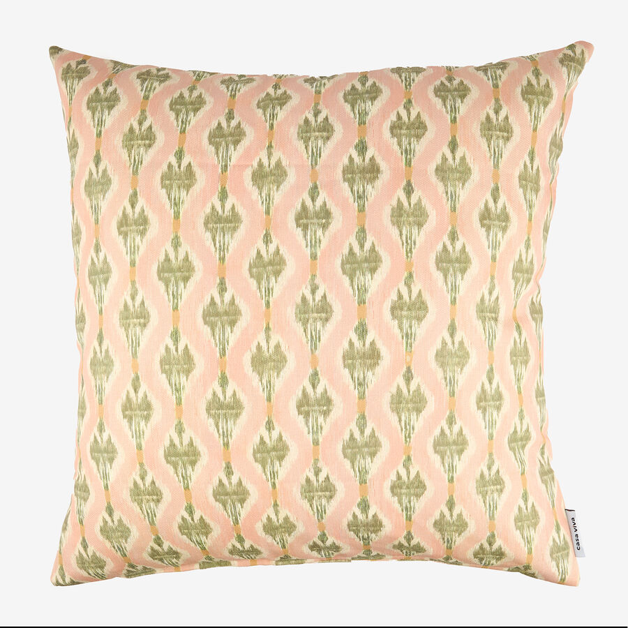 Funda de cojín de algodón rosa claro Ikat 45x45cm