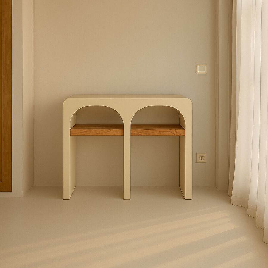 Aparador de microcemento y madera de acacia Kurli 120x35x76cm Clau&Chloe