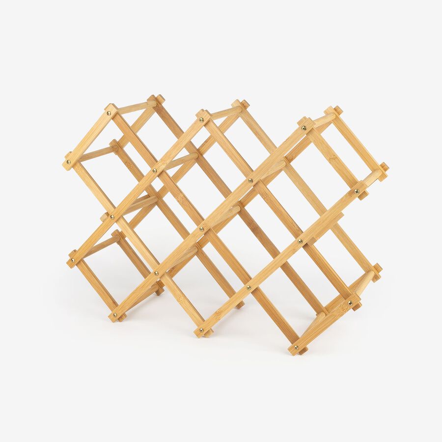 Botellero para 10 botellas plegable de bamb&uacute; 55x17x37cm
