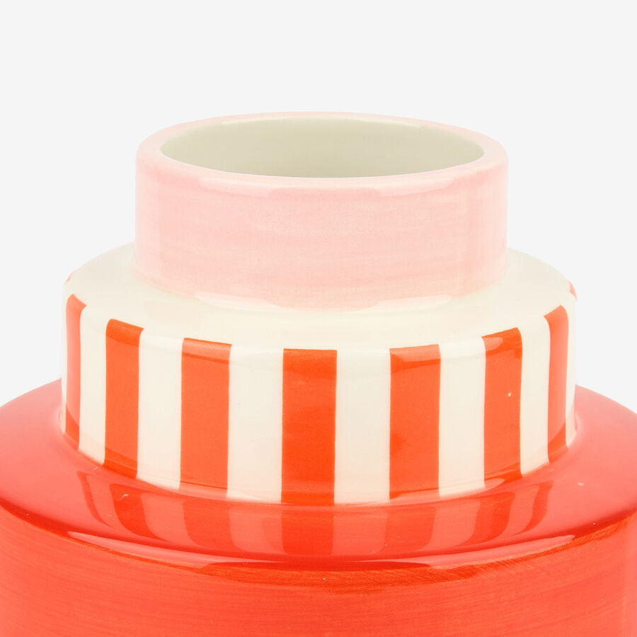 Jarr&oacute;n de cer&aacute;mica rayas naranja Odell &Oslash;15x18cm