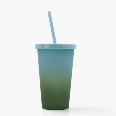 Vaso de plastico con pajita 47,5cl Tera