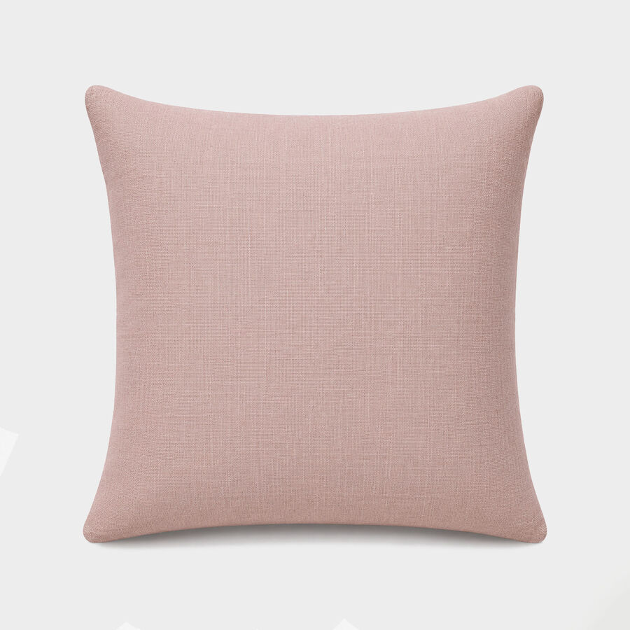 Funda de coj&iacute;n rosa de poli&eacute;ster y lino Bruma 45x45cm