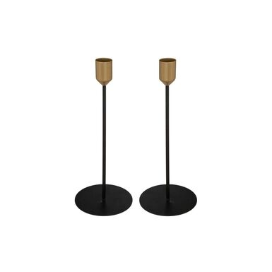 Set de 2 candelabros de metal negro 24cm