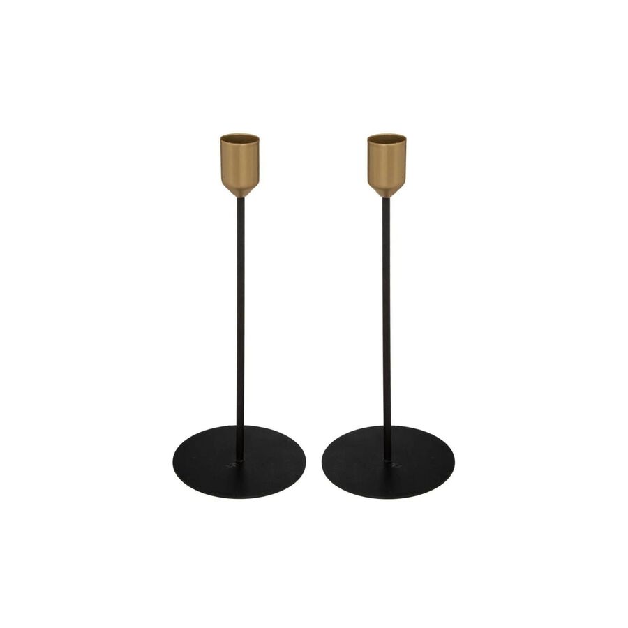 Set de 2 candelabros de metal negro 24cm