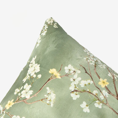 Funda de cojín de algodón verde Sakura 45x45cm
