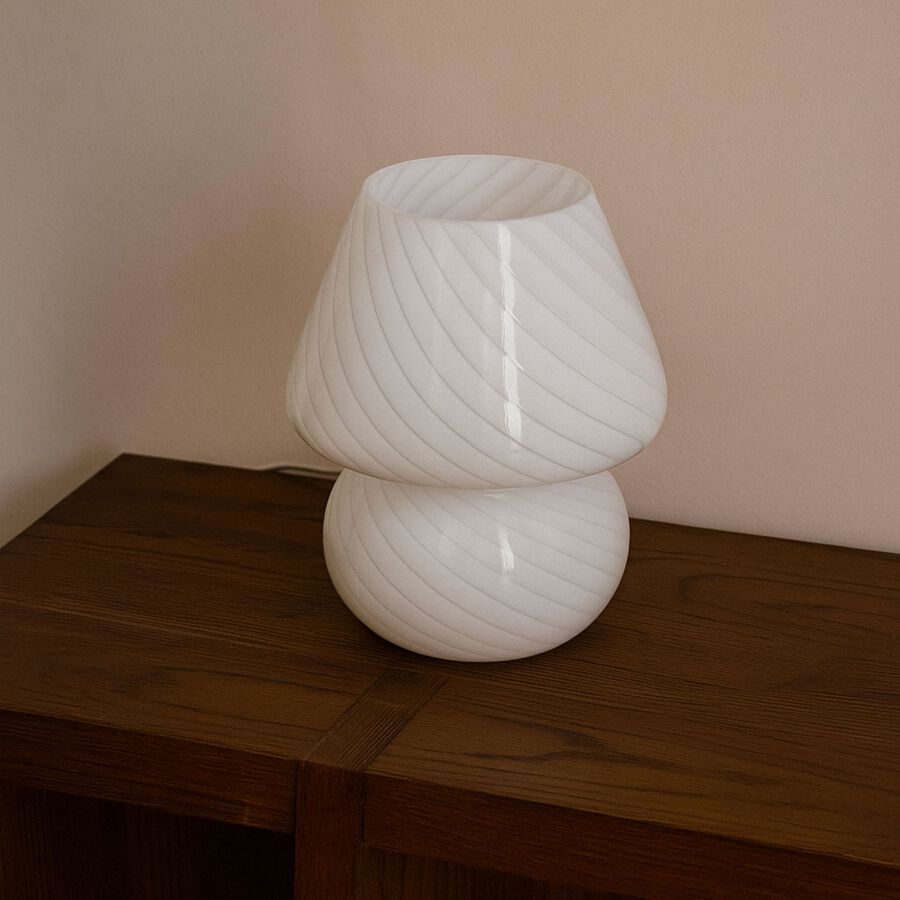 L&aacute;mpara de mesa de cristal blanca Sora &Oslash;15x18cm