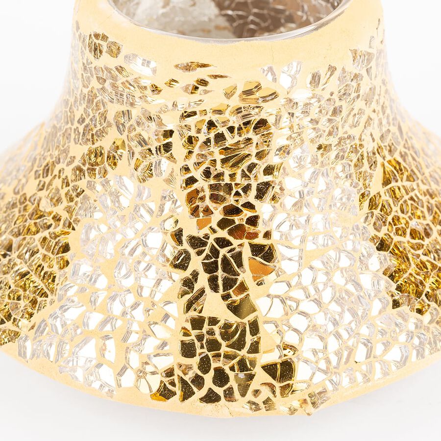 Portavela curvado mosaico oro