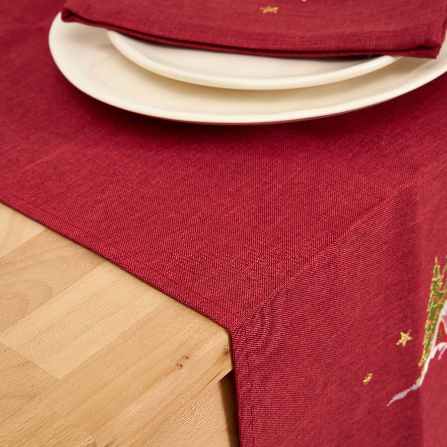 Camino de mesa rojo bordado Pueblo 50x150cm