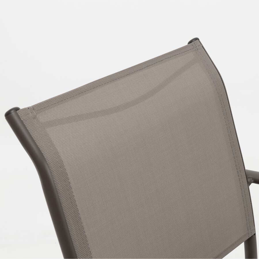 Silla de jardín apilable con reposabrazos de aluminio marrón Feroe 65x56x88cm