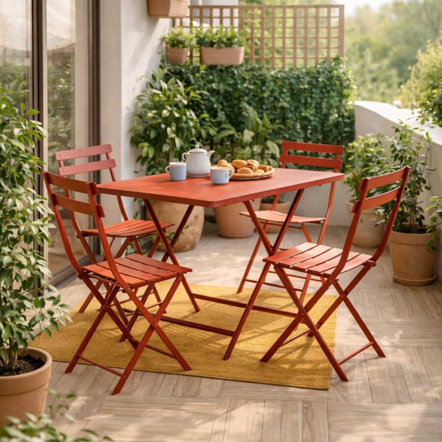 Mesa de jard&iacute;n plegable de acero &aacute;mbar Dixie 110x70x71cm