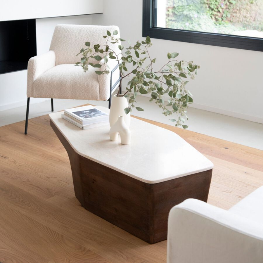 Mesa de centro de m&aacute;rmol Se&uacute;l 128x63x36cm Clau&Chloe