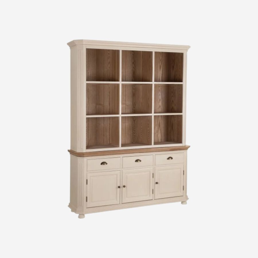 Estanter&iacute;a de madera de paulownia crema Everly 147x39x194cm