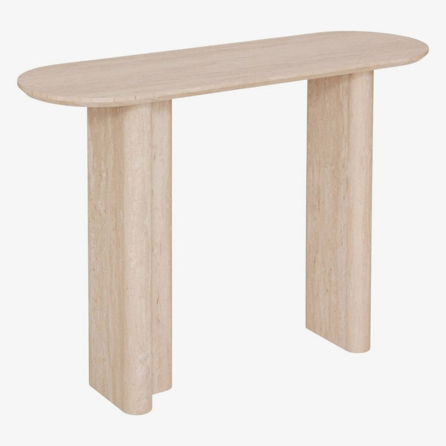 Consola de madera efecto travertino Elva 110x35x80cm