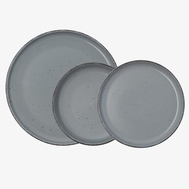 Vajilla de 12 piezas de cer&aacute;mica gris Iria