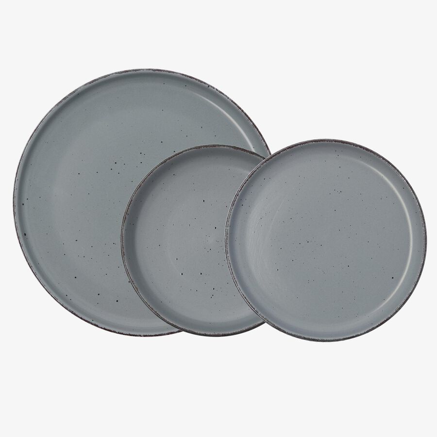 Vajilla de 12 piezas de cer&aacute;mica gris Iria