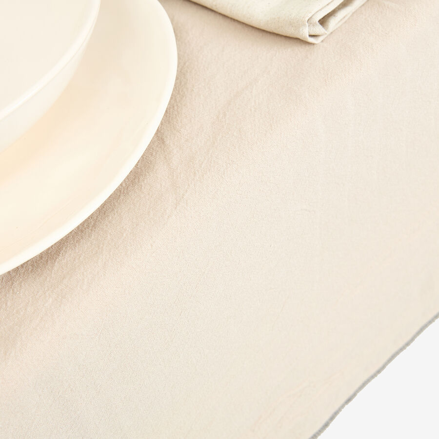 Mantel de algod&oacute;n con flecos beige 140x145cm