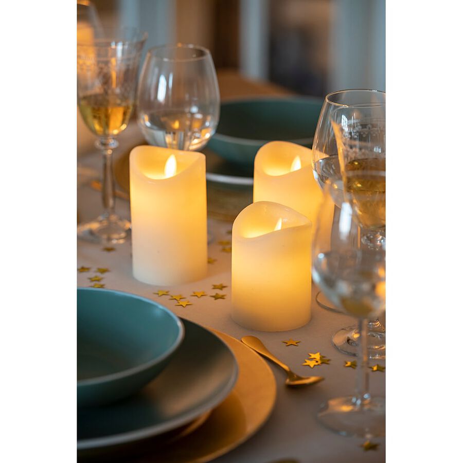 Set de 3 velas LED marfil con Mando Ø7cm