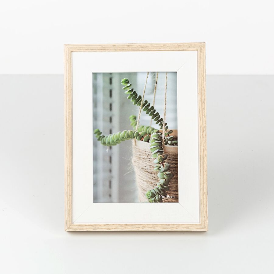 Marco de fotos blanco y natural Obi 10x15cm