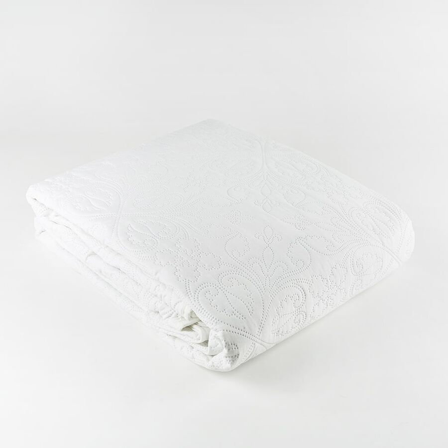 Colcha 240x260cm y 2 fundas de cojín color marfil