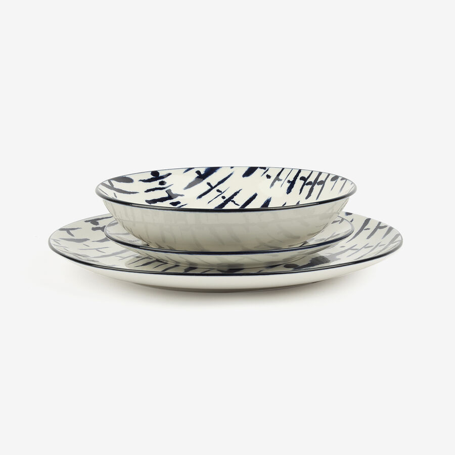 Vajilla de 18 piezas de porcelana azul Reine