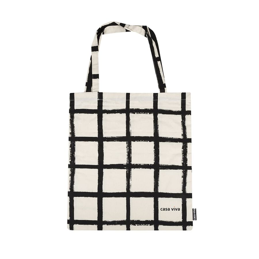 Bolsa algod&oacute;n cuadros Casa Viva 40x45cm