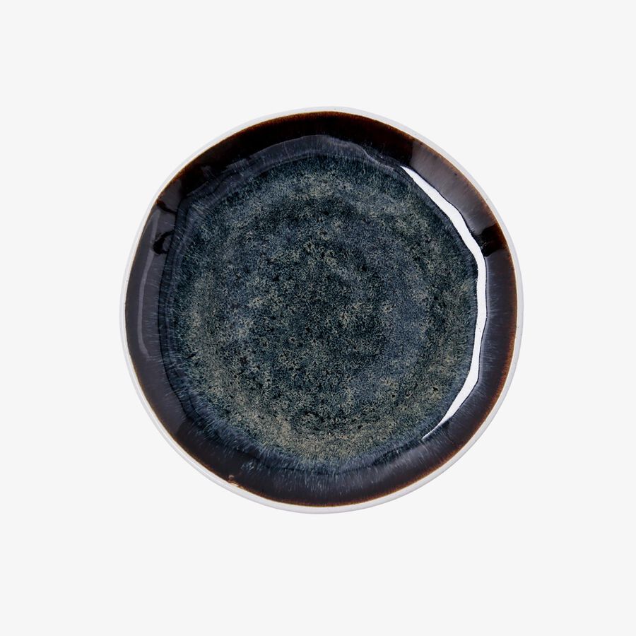 Plato de postre marr&oacute;n de porcelana Nero &Oslash;20cm