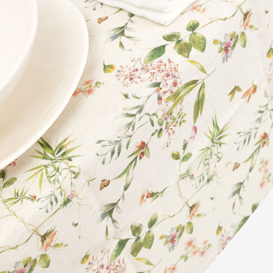 Mantel de algod&oacute;n reciclado con estampado de flores 135x200cm