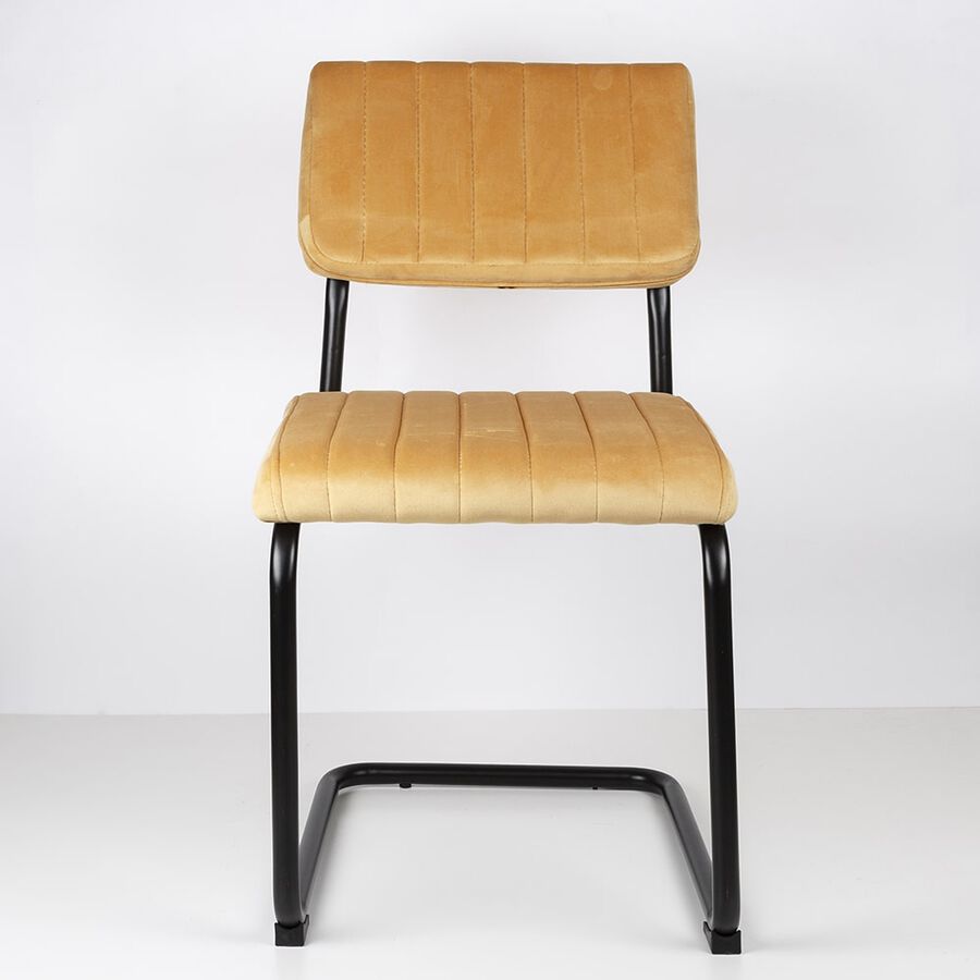 Silla de comedor de terciopelo amarillo Natalia 46x59x86cm