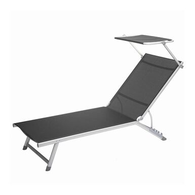 Tumbona con parasol gris 190x60x30cm