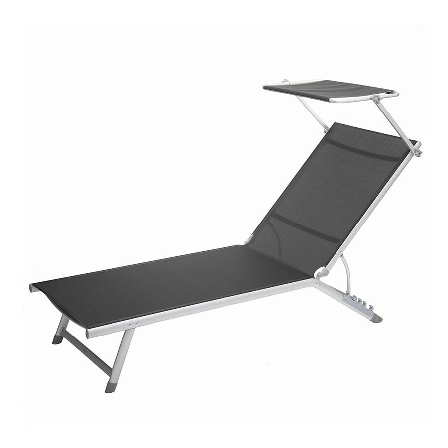 Tumbona con parasol gris 190x60x30cm