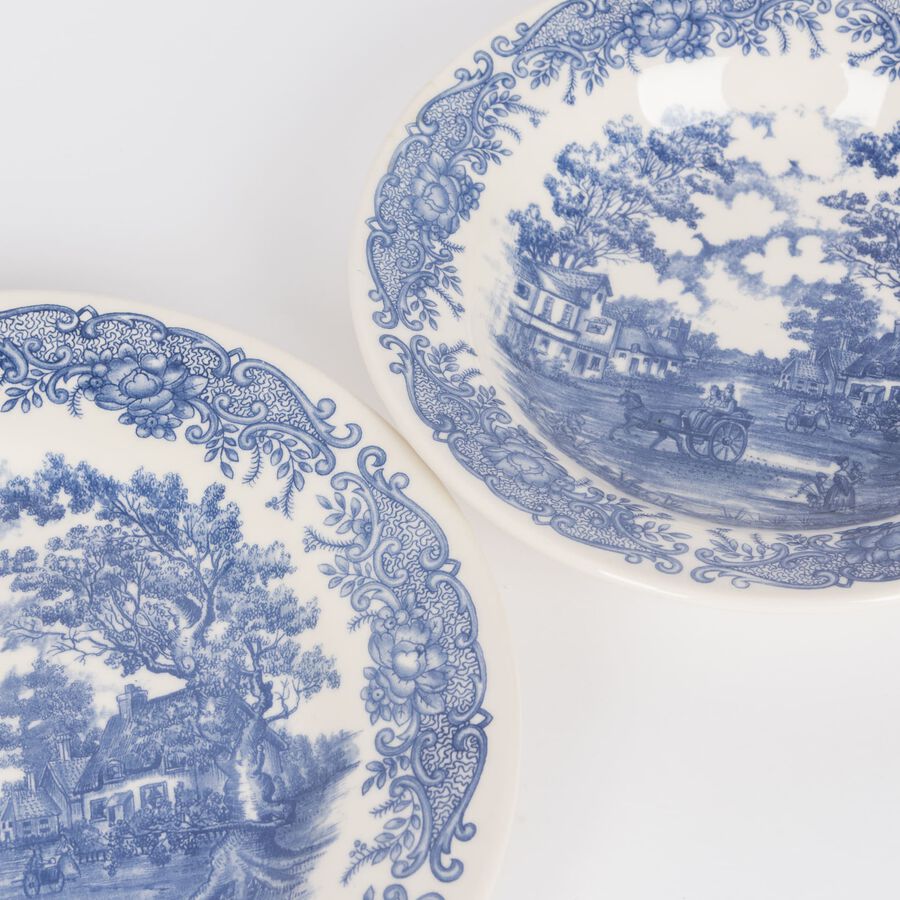 Vajilla de porcelana 18 piezas de gres azul England