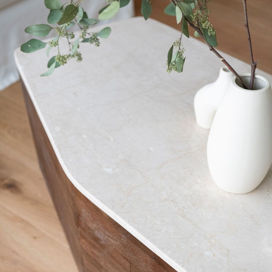Mesa de centro de m&aacute;rmol Se&uacute;l 128x63x36cm Clau&Chloe