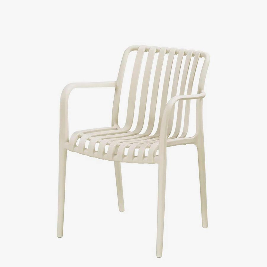 Silla de jard&iacute;n apilable de polipropileno crema Happel 59x55x81cm
