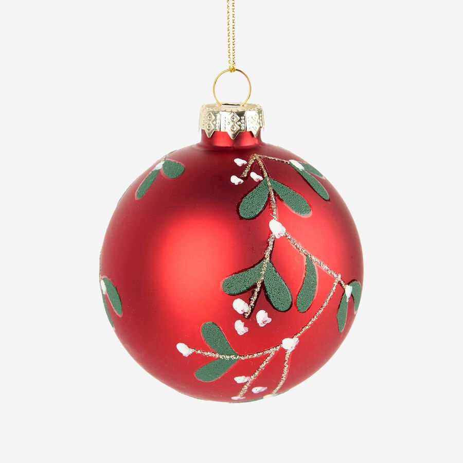 Set de 12 bolas decoradas acebo Ø8cm